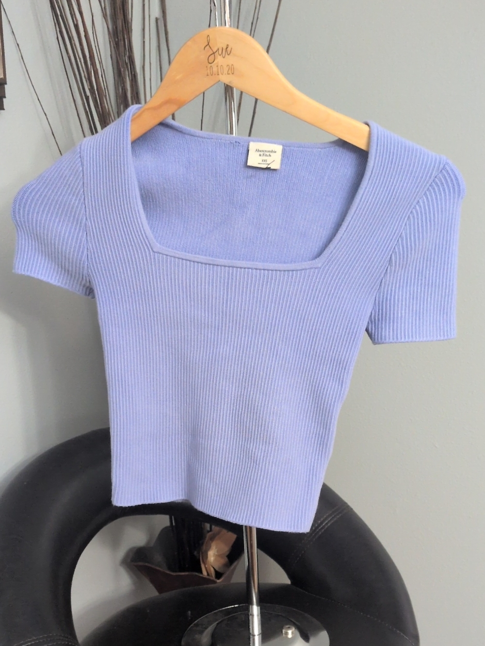 Abercrombie & Fitch Lilac Ribbed Square-Neck Crop Top